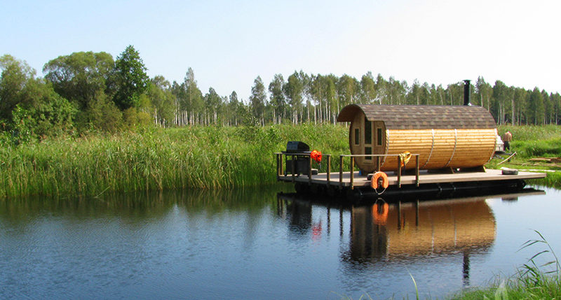 Three Room Barrel Wooden Sauna from Sauneco