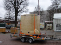 Barrel sauna transport Sauneco