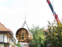 Barrel sauna transport Sauneco