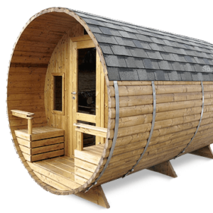 Two room barrel sauna from Sauneco
